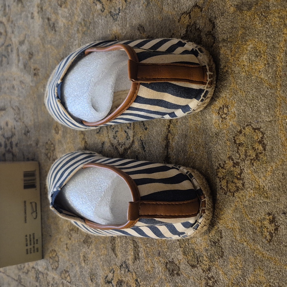Michael Kors Kids Navy and White Striped Moccasins - Picture 3 of 6